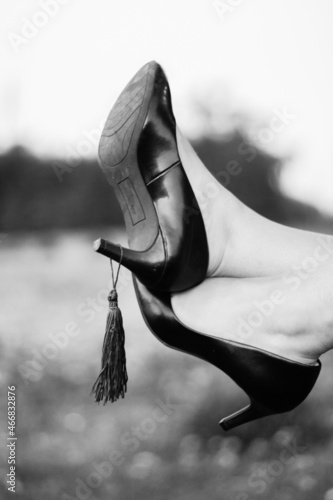 Graduation Tassel on Heels BnW