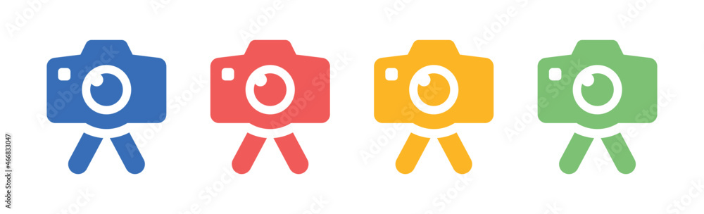Camera icon set. Photo camera with tripod icon vector. Camera icon set. Photo camera with tripod icon vector.