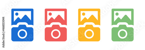 Film camera icon. Photography camera icon in color design.