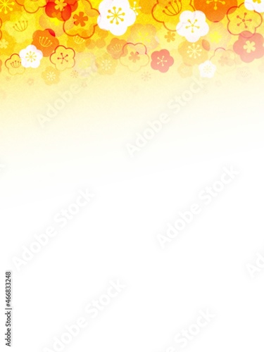 金色の梅の花模様のグラデーションフレーム