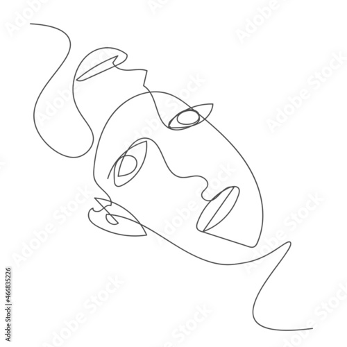 abstract people face out line style decoration for web or print vector design element