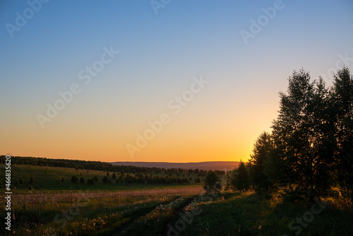 Fototapeta Naklejka Na Ścianę i Meble -  A narrow strip from the setting sun.