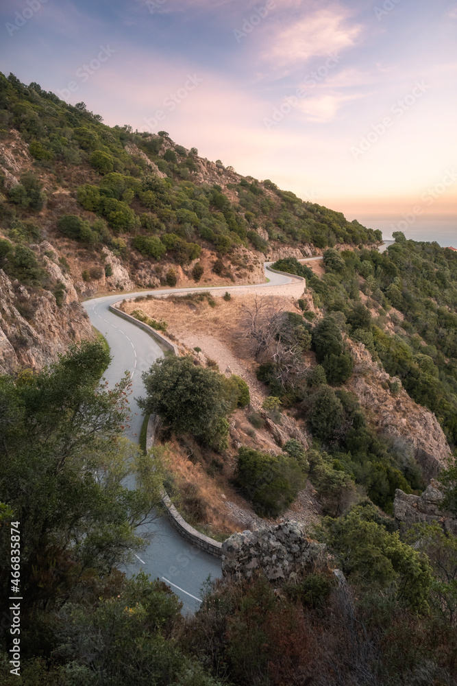 winding coast road in Corsica