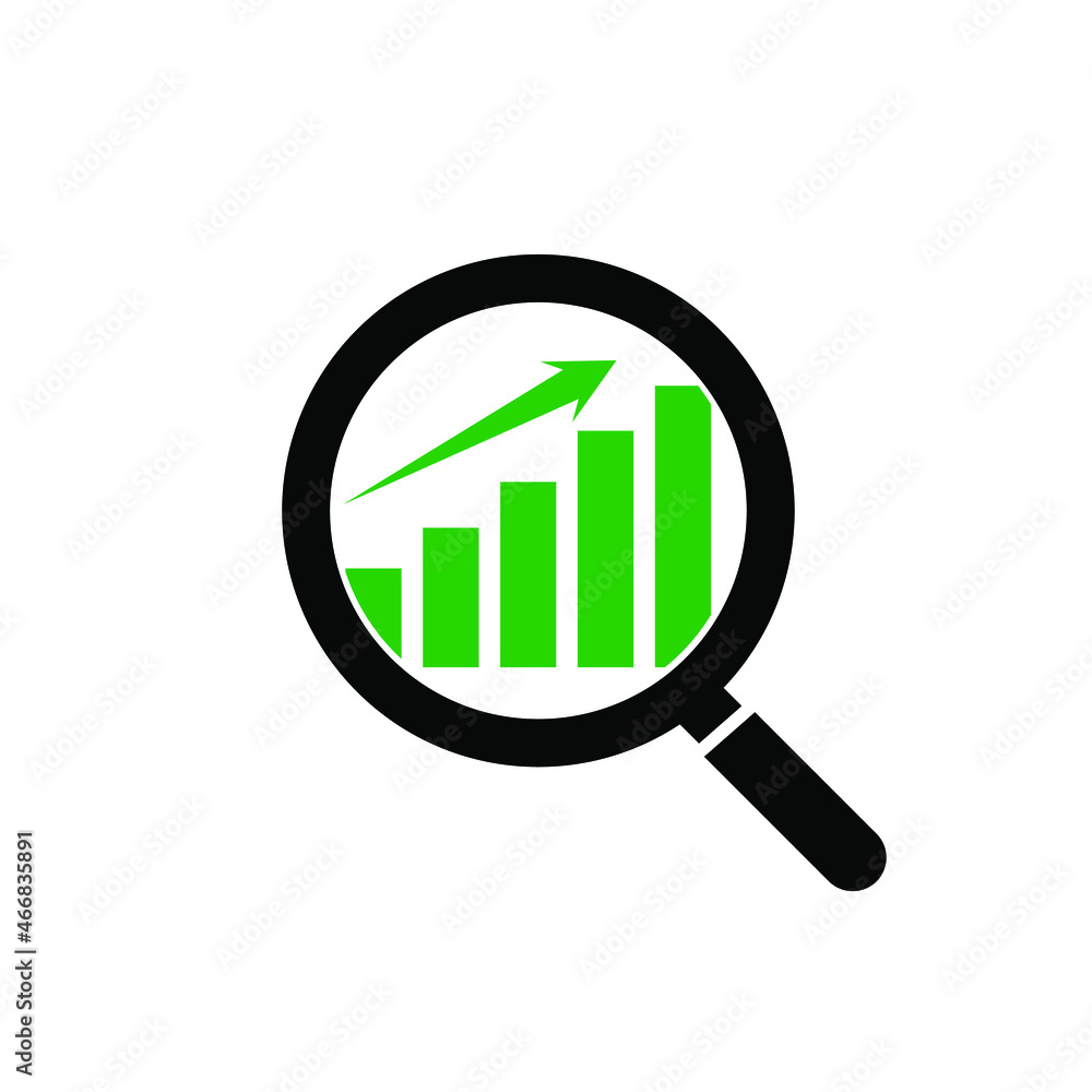 magnifying glass with graph magnifying glass with graph
