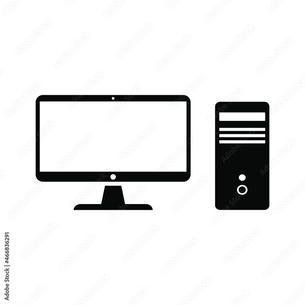 computer monitor and computer icon computer monitor and computer icon