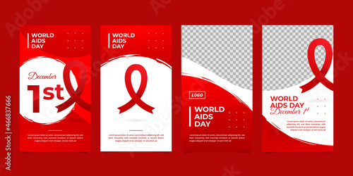 Set of world AIDS day social media story template