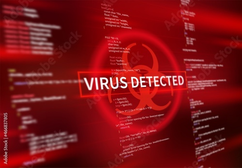 Slika na platnu Virus detected warning alert message on computer screen