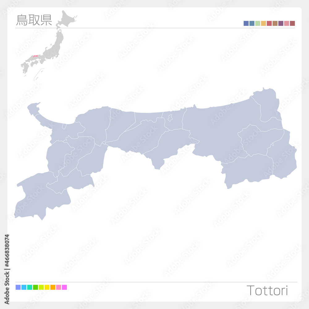 Fototapeta premium 鳥取県の地図・Tottori