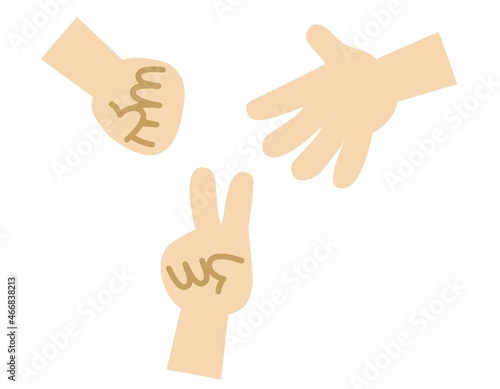 いくつもの手　指　じゃんけん　素手　グー　チョキ　パー