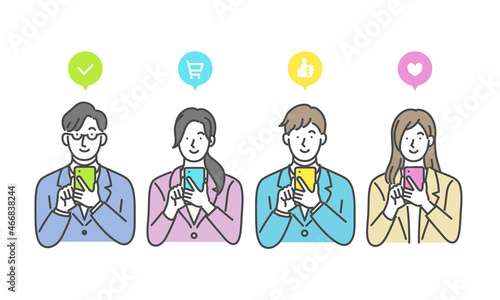 スマホを操作する人々