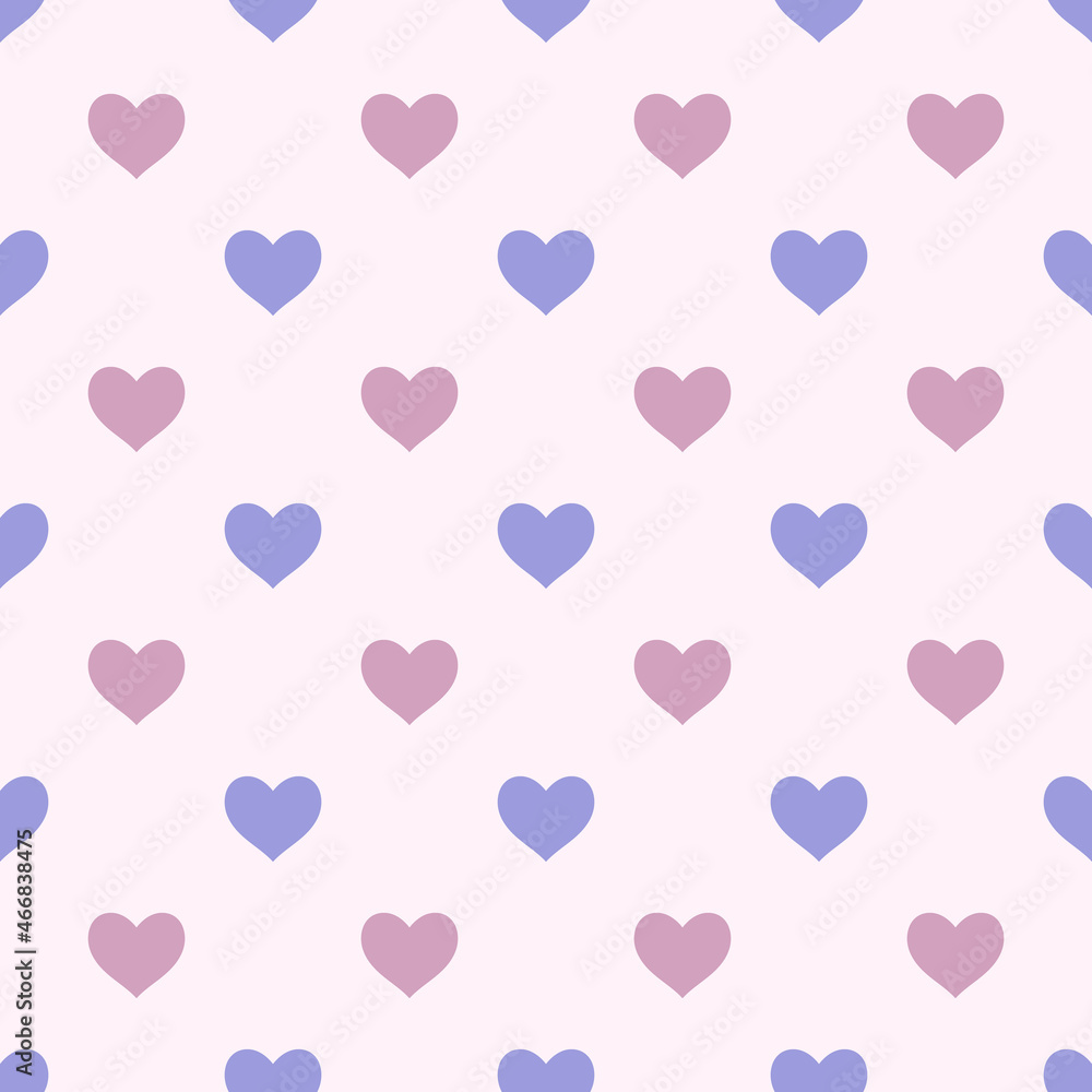 Blue and pink heart seamless pattern design. Retro romantic hearts background.