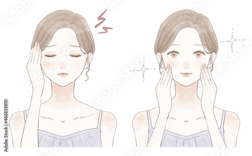 頭痛に悩む女性のビフォーアフター
