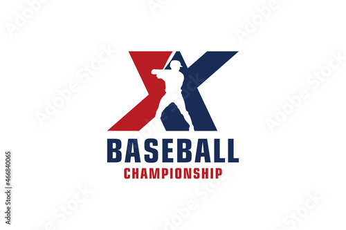 Letter X with Baseball Logo Design. Vector Design Template Elements for Sport Team or Corporate Identity.