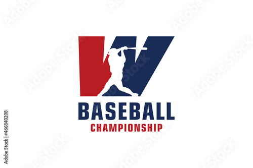 Letter W with Baseball Logo Design. Vector Design Template Elements for Sport Team or Corporate Identity.