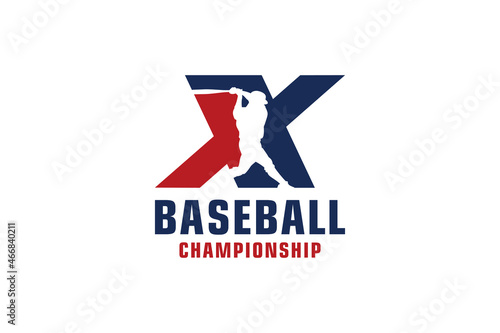 Letter X with Baseball Logo Design. Vector Design Template Elements for Sport Team or Corporate Identity.
