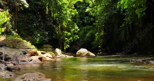 Beautiful view of calm river. Background of fresh water. Calm River view 4k, Bali Indonesia