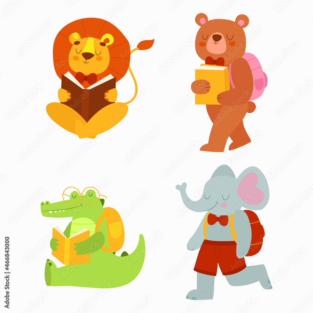 Fototapeta premium Back to school animal cute