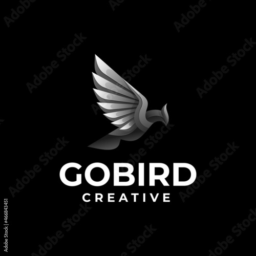 Vector Logo Illustration Bird Gradient Colorful Style.