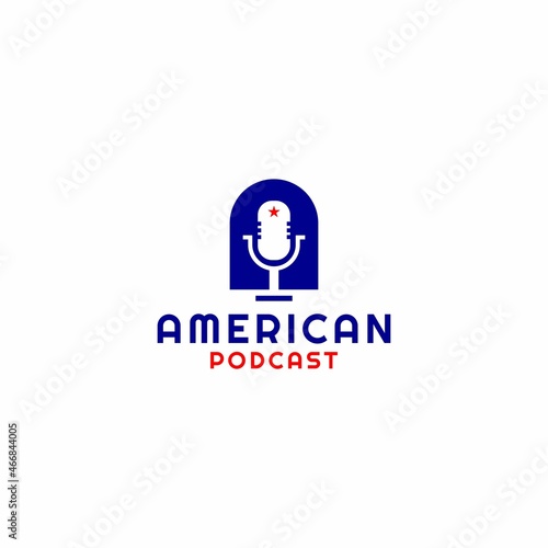 American Podcast Logo Design Vector