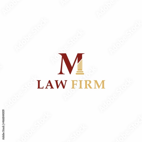 M Pillar Law Logo Design Vector