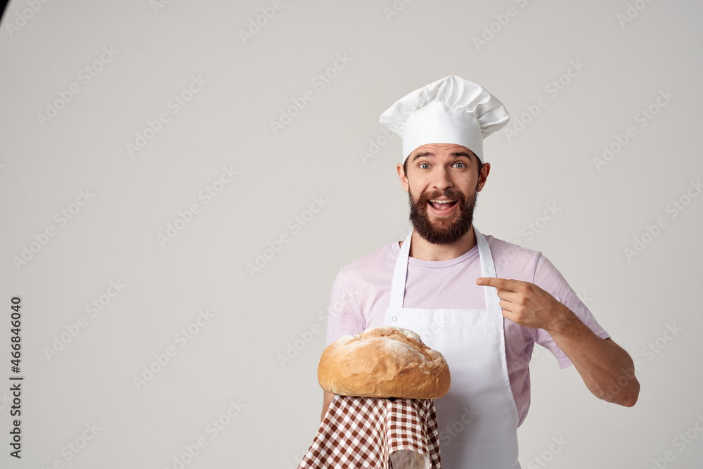 man in apron baking cooking fresh bread man in apron baking cooking fresh bread
