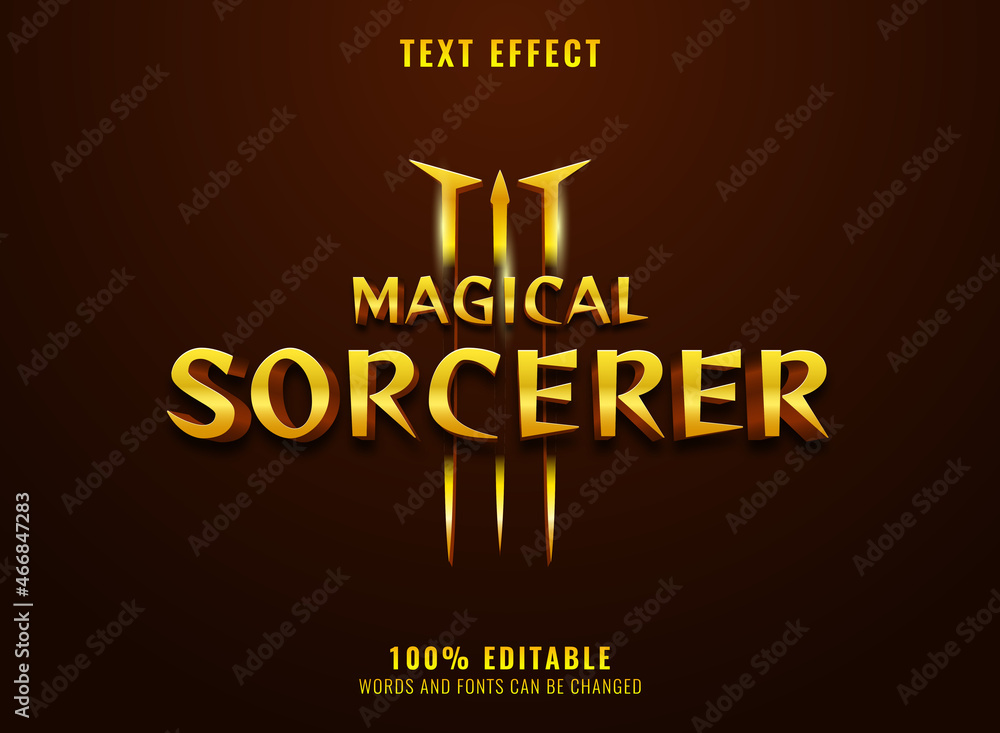 Fototapeta premium fantasy golden luxury magical sorcerer text effect