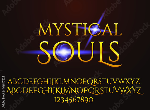 fantasy golden luxury mystical souls with blue flare icon text effect