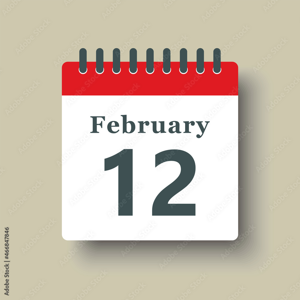 Icon day date 12 February, template calendar page Icon day date 12 February, template calendar page