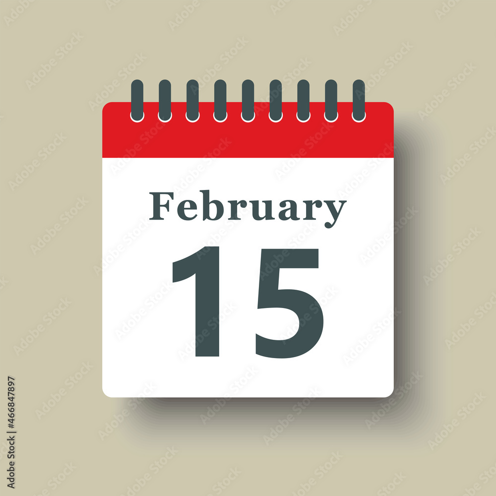 Icon day date 15 February, template calendar page Icon day date 15 February, template calendar page