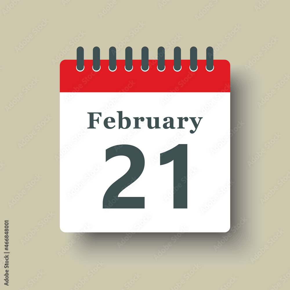 Icon day date 21 February, template calendar page Icon day date 21 February, template calendar page