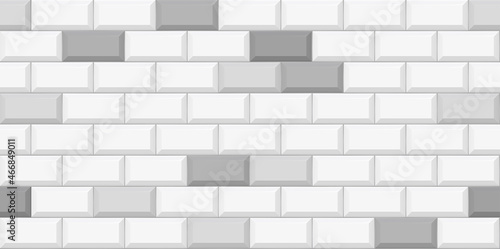 White subway tile seamless pattern. Wall with brick texture. Vector geometric background design