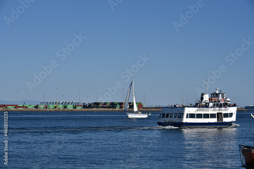 Boats passing sipping containers at LA Harbor © MSPhotographic