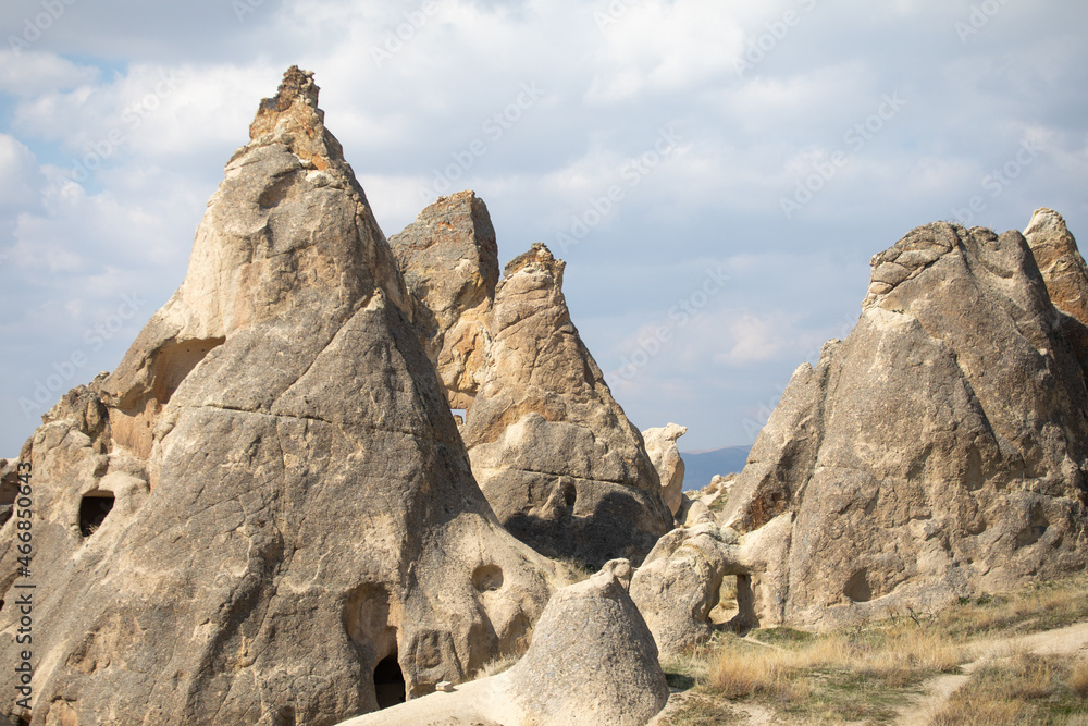 Landscapes in Cappadocia Turkey. Mountain valleys a place to travel in Turkey