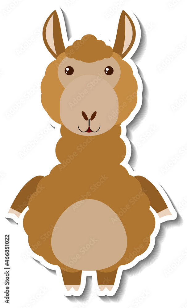 Chubby alpaca animal cartoon sticker Chubby alpaca animal cartoon sticker