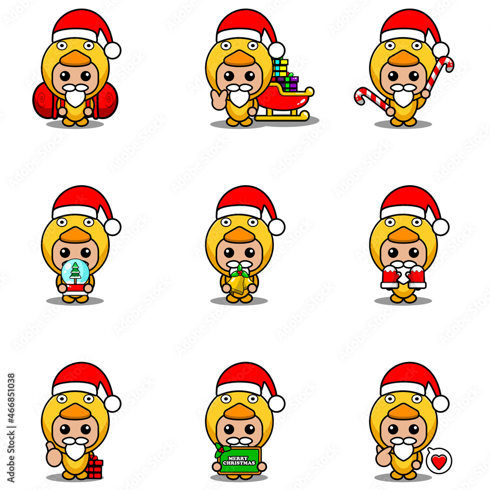vector cartoon character set mascot costume chicken cute christmas bundle