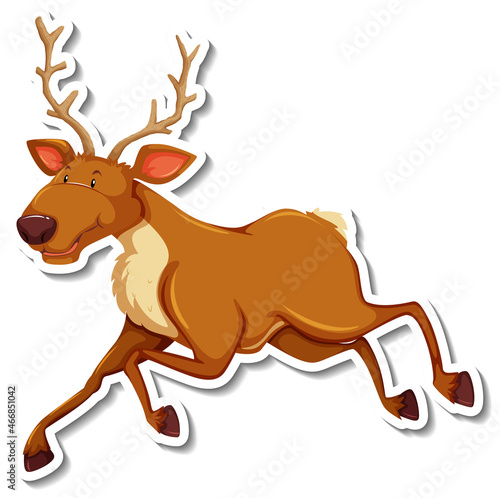 Deer running cartoon character sticker