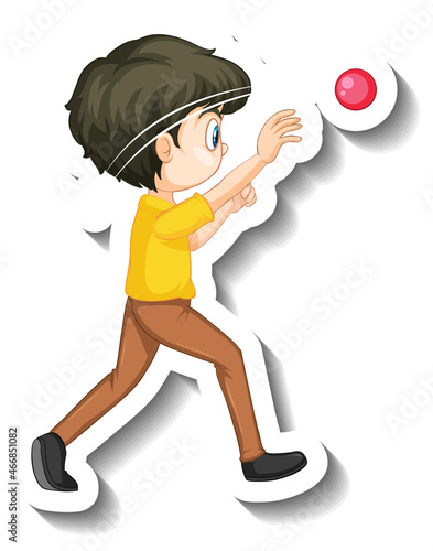 A boy throwing ball cartoon character sticker