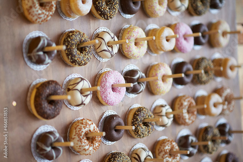 Set of various fresh donuts