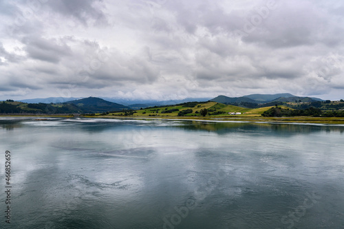 Panorama of the Rio Sella in the town of Ribadsella in the Asturias.