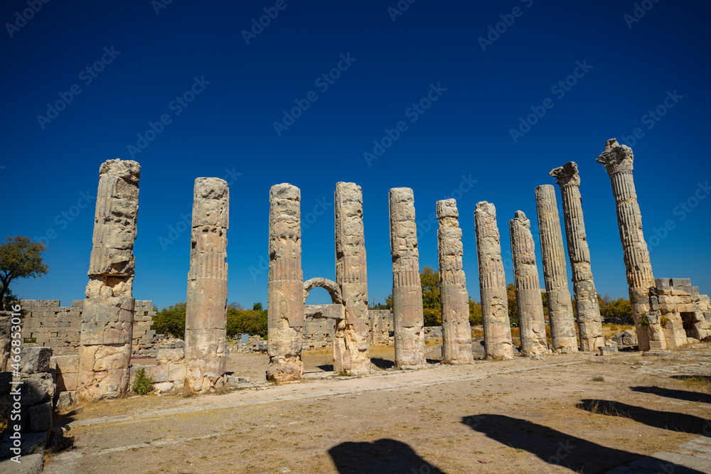 The Temple of Zeus of Diokaesareia ( Uzuncaburc ) Ancient City in Mersin, Turkey