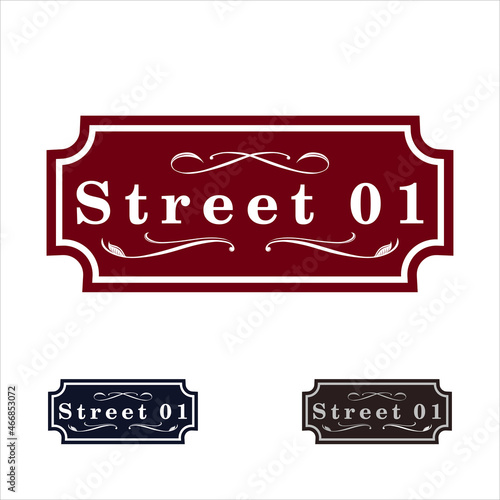 Addressable figured plate with a street number for residential and non-residential premises, houses, shops, cafes. Different colors pattern, isolated vector illustration