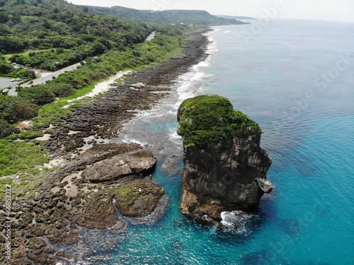 aerial view of Nixon rock in Kenting National Park. Taiwan