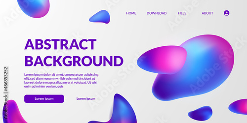 Purple abstract drop blob dynamic shape fluid bubble vivid bright vibrant element with white background landing page template