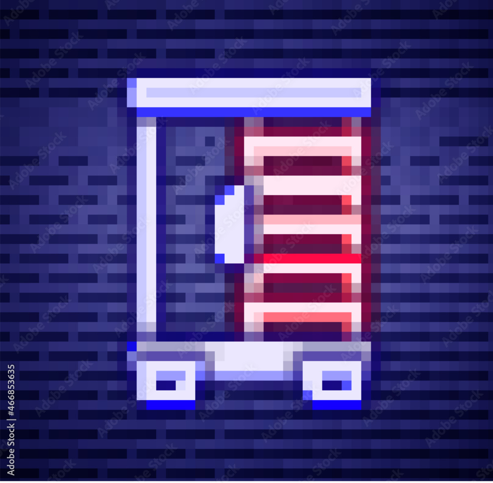 Glowing neon line Wardrobe icon isolated on brick wall background. Cupboard sign. Colorful outline concept. Vector Glowing neon line Wardrobe icon isolated on brick wall background. Cupboard sign. Colorful outline concept. Vector