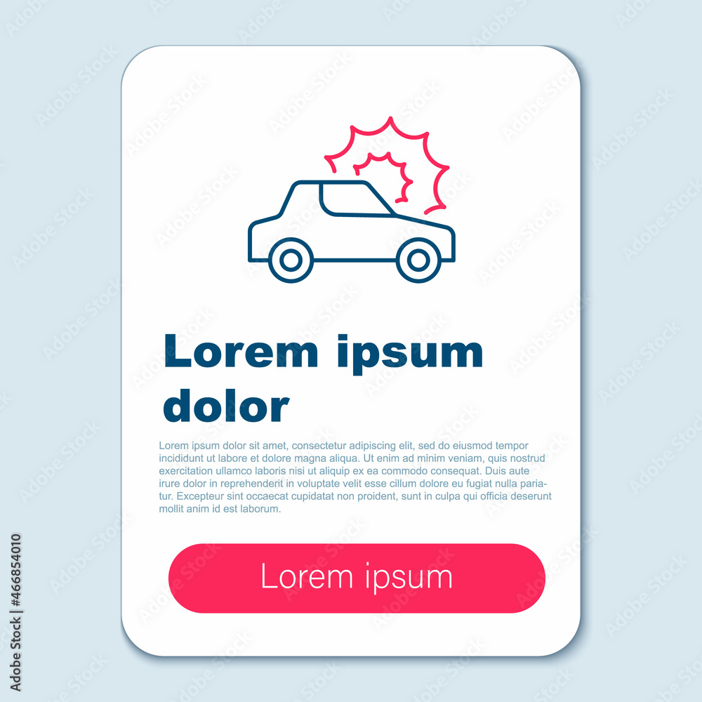 Line Car insurance icon isolated on grey background. Insurance concept. Security, safety, protection, protect concept. Colorful outline concept. Vector Line Car insurance icon isolated on grey background. Insurance concept. Security, safety, protection, protect concept. Colorful outline concept. Vector