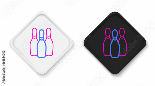 Line Bowling pin icon isolated on white background. Juggling clubs, circus skittles. Colorful outline concept. Vector