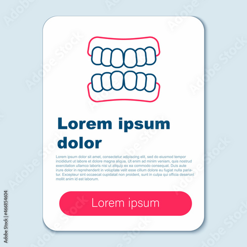 Line Dentures model icon isolated on grey background. Teeth of the upper jaw. Dental concept. Colorful outline concept. Vector