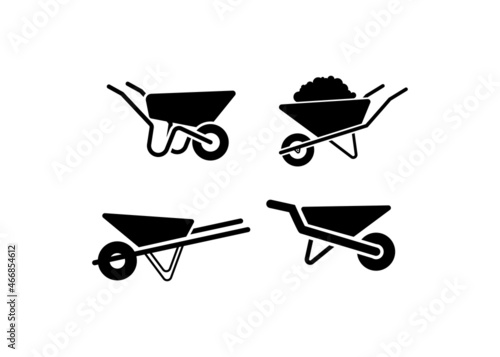 Billede på lærred Wheelbarrow icon set design template vector isolated illustration