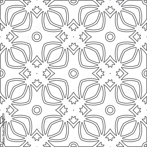 floral pattern background.Repeating geometric pattern from striped elements.   Black and white pattern.