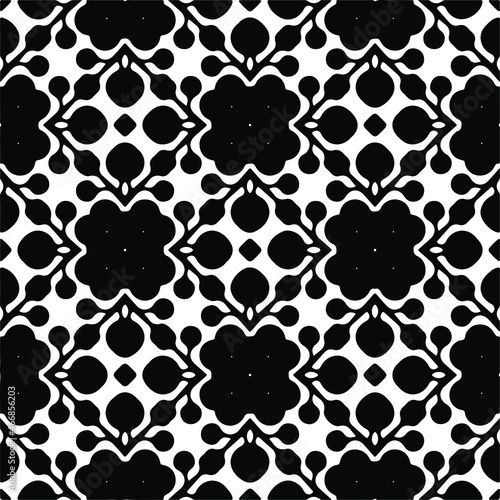 Vector seamless pattern. Modern stylish texture. Composition from regularly repeating geometrical element. Monochrome, simple. Vector illustrations. Black and white pattern.